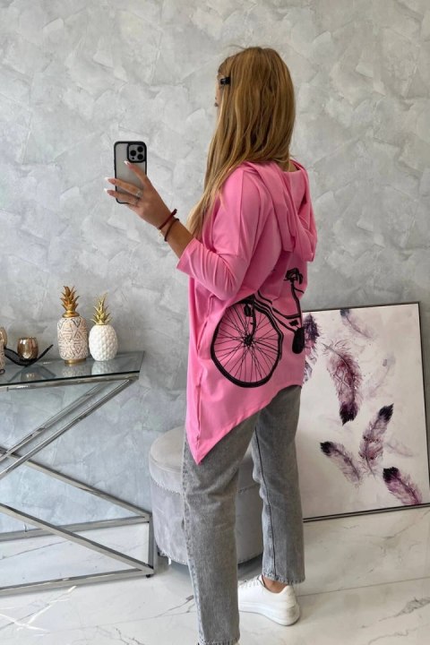 Bluza z nadrukiem roweru jasno różowa Bluza z nadrukiem roweru jasno różowa