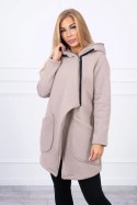 Bluza ocieplana z asymetrycznym suwakiem beżowa