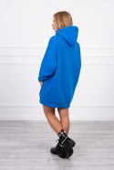 Bluza ocieplana z haftowanym napisem oversize chabrowa