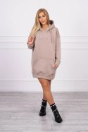 Bluza ocieplana z haftowanym napisem oversize ciemno beżowa