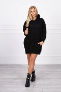 Bluza ocieplana z haftowanym napisem oversize czarna