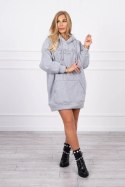 Bluza ocieplana z haftowanym napisem oversize szara