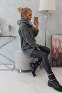 Bluza ocieplana z kapturem grafitowa