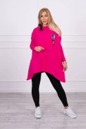 Bluza oversize z asymetrycznymi bokami fuksja