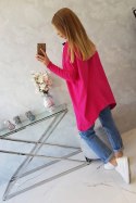 Bluza oversize z asymetrycznymi bokami fuksja