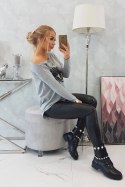 Bluzka z nadrukiem i dłuższym tyłem szara