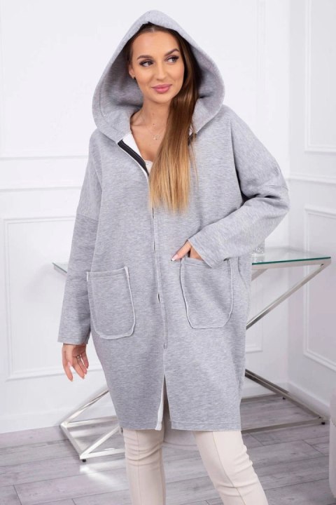 Bluza ocieplana rozpinana z dłuższym tyłem szara Bluza ocieplana rozpinana z dłuższym tyłem szara