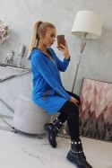 Bluza z ozdobną taśmą chabrowa