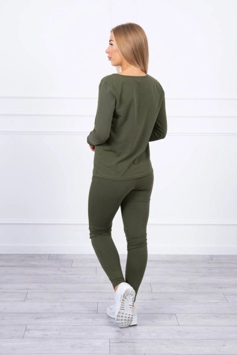 Komplet z dekoltem na napy khaki Komplet z dekoltem na napy khaki