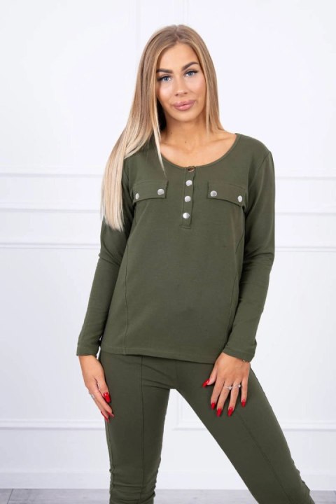 Komplet z dekoltem na napy khaki Komplet z dekoltem na napy khaki