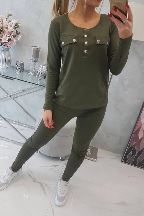 Komplet z dekoltem na napy khaki Komplet z dekoltem na napy khaki