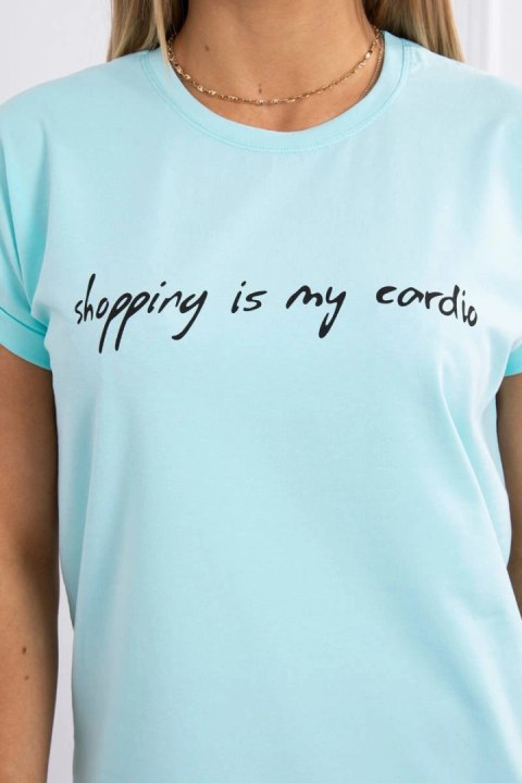 Bluzka Shopping is my cardio miętowa+czarna Bluzka Shopping is my cardio miętowa+czarna
