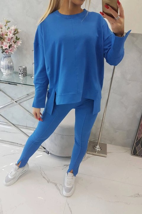Komplet z bluzką oversize chabrowy Komplet z bluzką oversize chabrowy