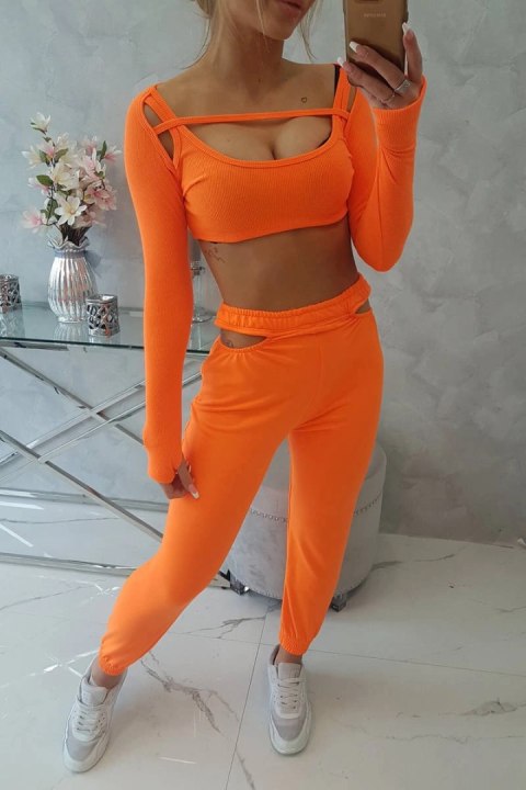 Komplet z bluzką top pomarańczowy neon Komplet z bluzką top pomarańczowy neon