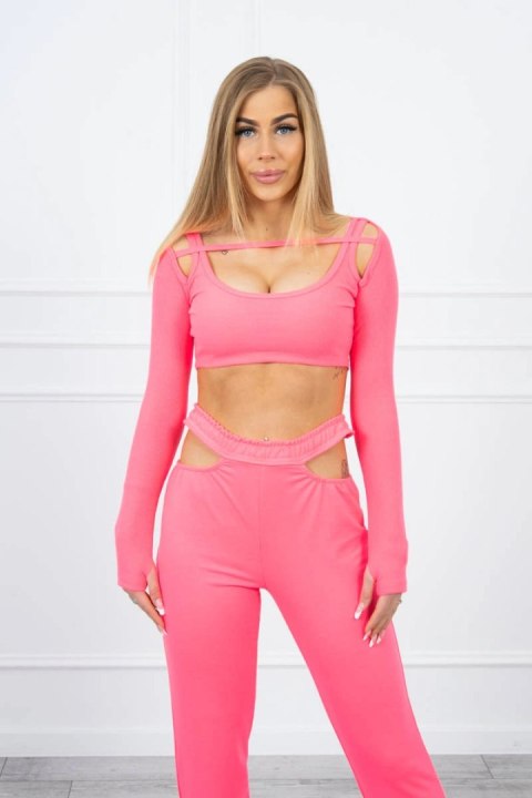 Komplet z bluzką top różowy neon Komplet z bluzką top różowy neon