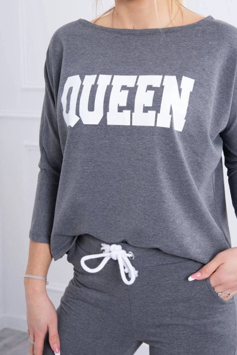 Komplet z nadrukiem Queen grafitowy Komplet z nadrukiem Queen grafitowy