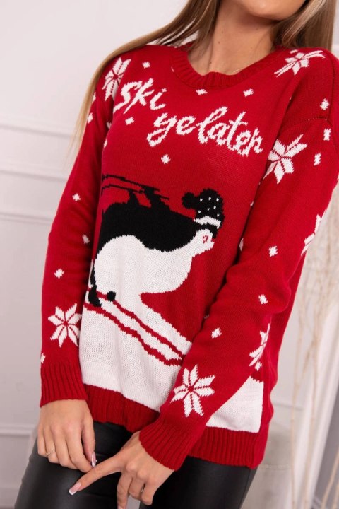 Sweter motywem świątecznym czerwony Sweter motywem świątecznym czerwony