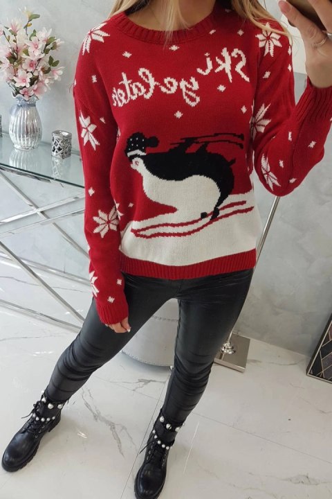 Sweter motywem świątecznym czerwony Sweter motywem świątecznym czerwony