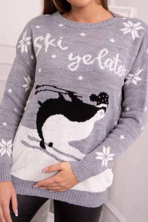 Sweter motywem świątecznym szary Sweter motywem świątecznym szary