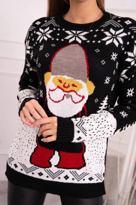 Sweter świąteczny z Mikołajem czarny Sweter świąteczny z Mikołajem czarny