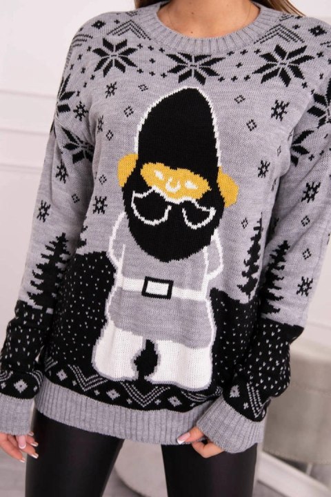 Sweter świąteczny z Mikołajem szary Sweter świąteczny z Mikołajem szary