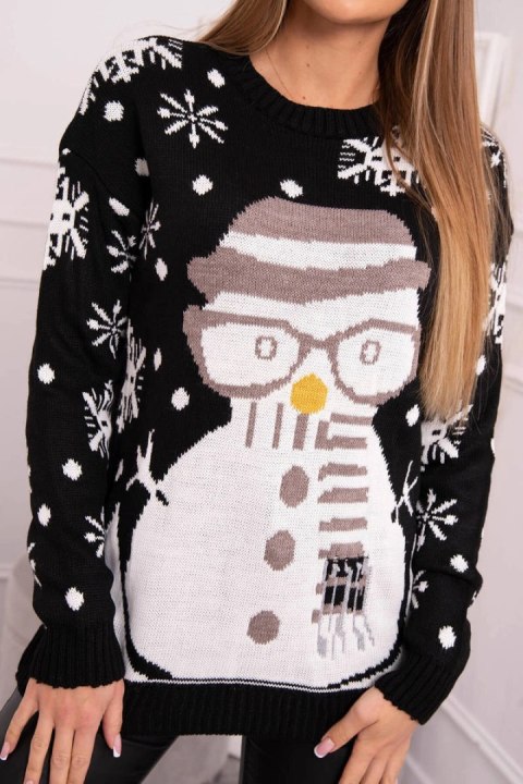 Sweter świąteczny z bałwanem czarny Sweter świąteczny z bałwanem czarny