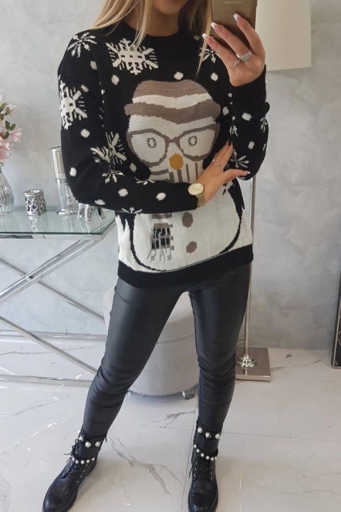 Sweter świąteczny z bałwanem czarny Sweter świąteczny z bałwanem czarny