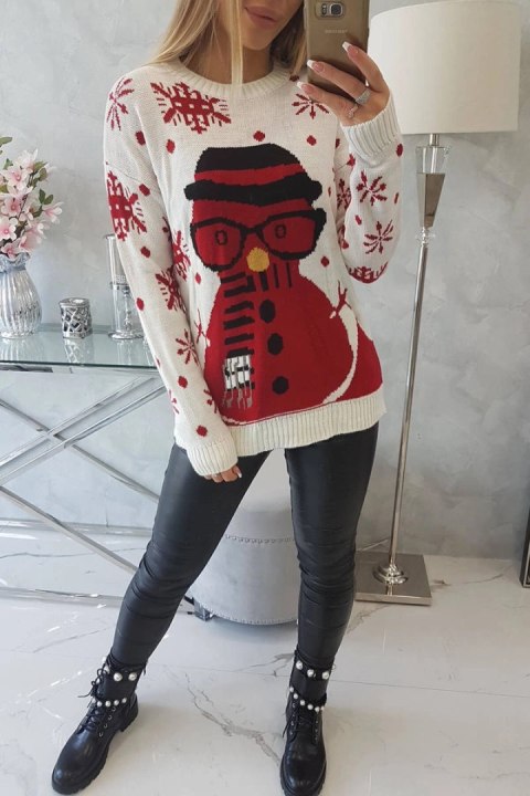 Sweter świąteczny z bałwanem ecru Sweter świąteczny z bałwanem ecru