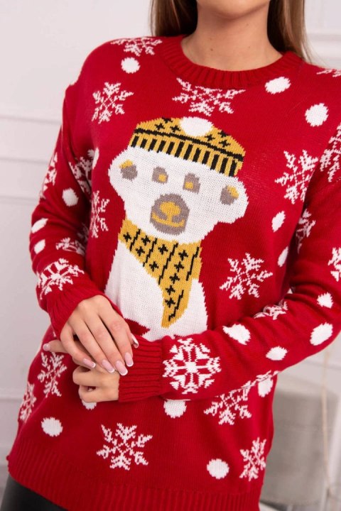 Sweter świąteczny z misiem czerwony Sweter świąteczny z misiem czerwony