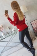 Sweter świąteczny z napisem czerwony