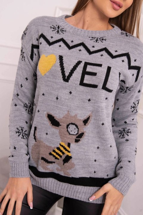 Sweter świąteczny z napisem szary Sweter świąteczny z napisem szary