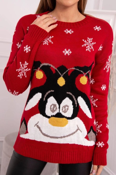 Sweter świąteczny z reniferem czerwony Sweter świąteczny z reniferem czerwony