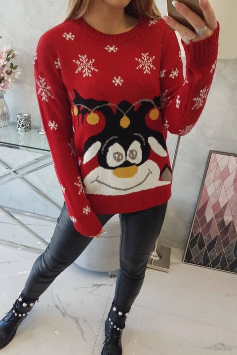 Sweter świąteczny z reniferem czerwony Sweter świąteczny z reniferem czerwony