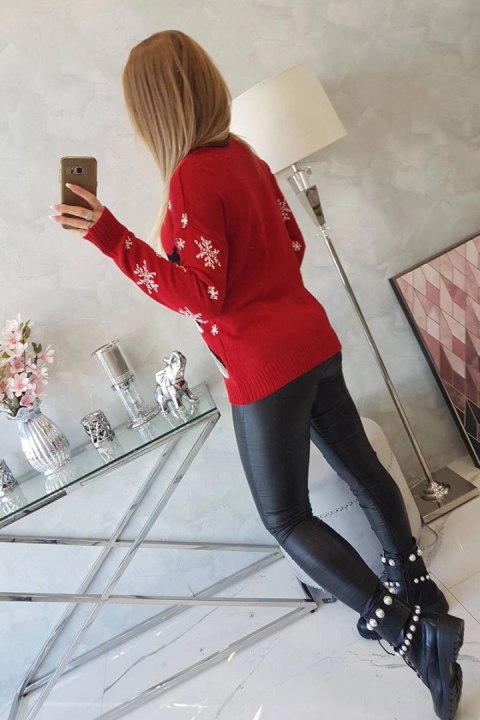 Sweter świąteczny z reniferem czerwony Sweter świąteczny z reniferem czerwony