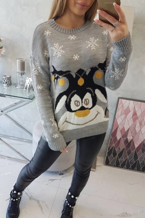 Sweter świąteczny z reniferem szary Sweter świąteczny z reniferem szary