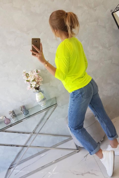 Bluzka z dekoltem V żółty neon Bluzka z dekoltem V żółty neon
