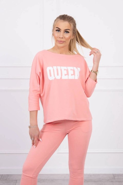 Komplet z nadrukiem Queen morelowy Komplet z nadrukiem Queen morelowy
