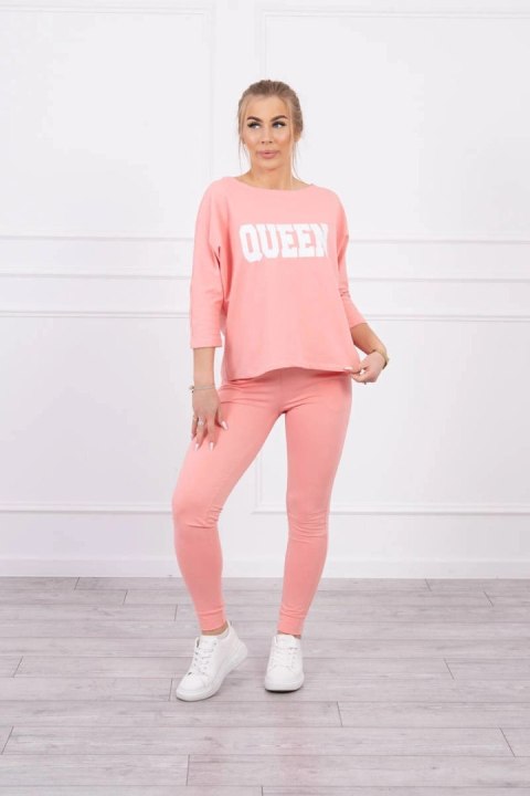 Komplet z nadrukiem Queen morelowy Komplet z nadrukiem Queen morelowy