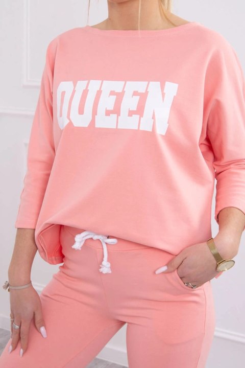 Komplet z nadrukiem Queen morelowy Komplet z nadrukiem Queen morelowy