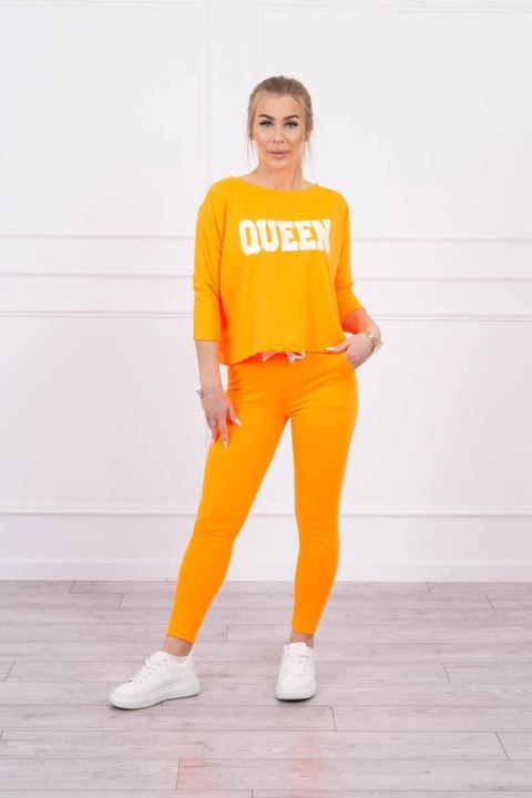 Komplet z nadrukiem Queen pomarańczowy neon Komplet z nadrukiem Queen pomarańczowy neon