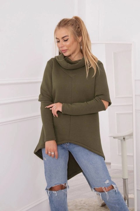 Bluza ocieplana z dłuższym tyłem khaki