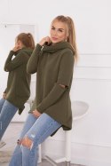 Bluza ocieplana z dłuższym tyłem khaki