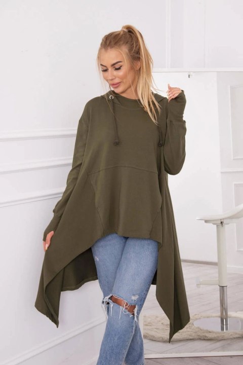 Bluza rozkloszowana u dołu khaki