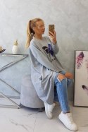 Bluzka z nadrukiem oversize szara