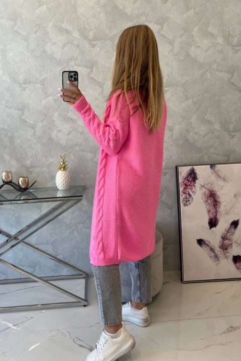 Sweter Kardigan splot warkocz jasny różowy Sweter Kardigan splot warkocz jasny różowy