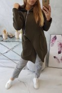 Bluza ocieplana z asymetrycznym suwakiem khaki