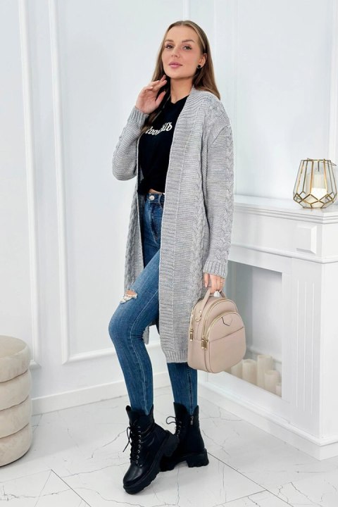 Sweter Kardigan splot warkocz szary Sweter Kardigan splot warkocz szary