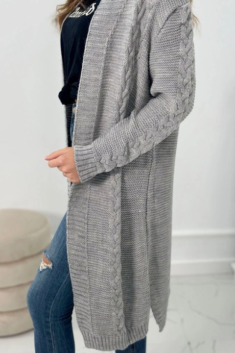 Sweter Kardigan splot warkocz szary Sweter Kardigan splot warkocz szary