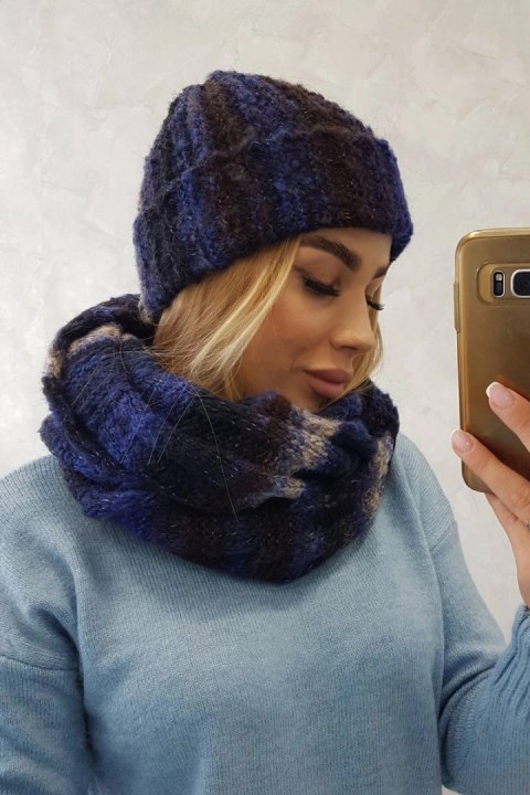Komplet damski z mocherem K208 jeansowy+granatowy Komplet damski z mocherem K208 jeansowy+granatowy