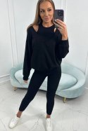 Komplet 3-częściowy bluza + top + legginsy czarny